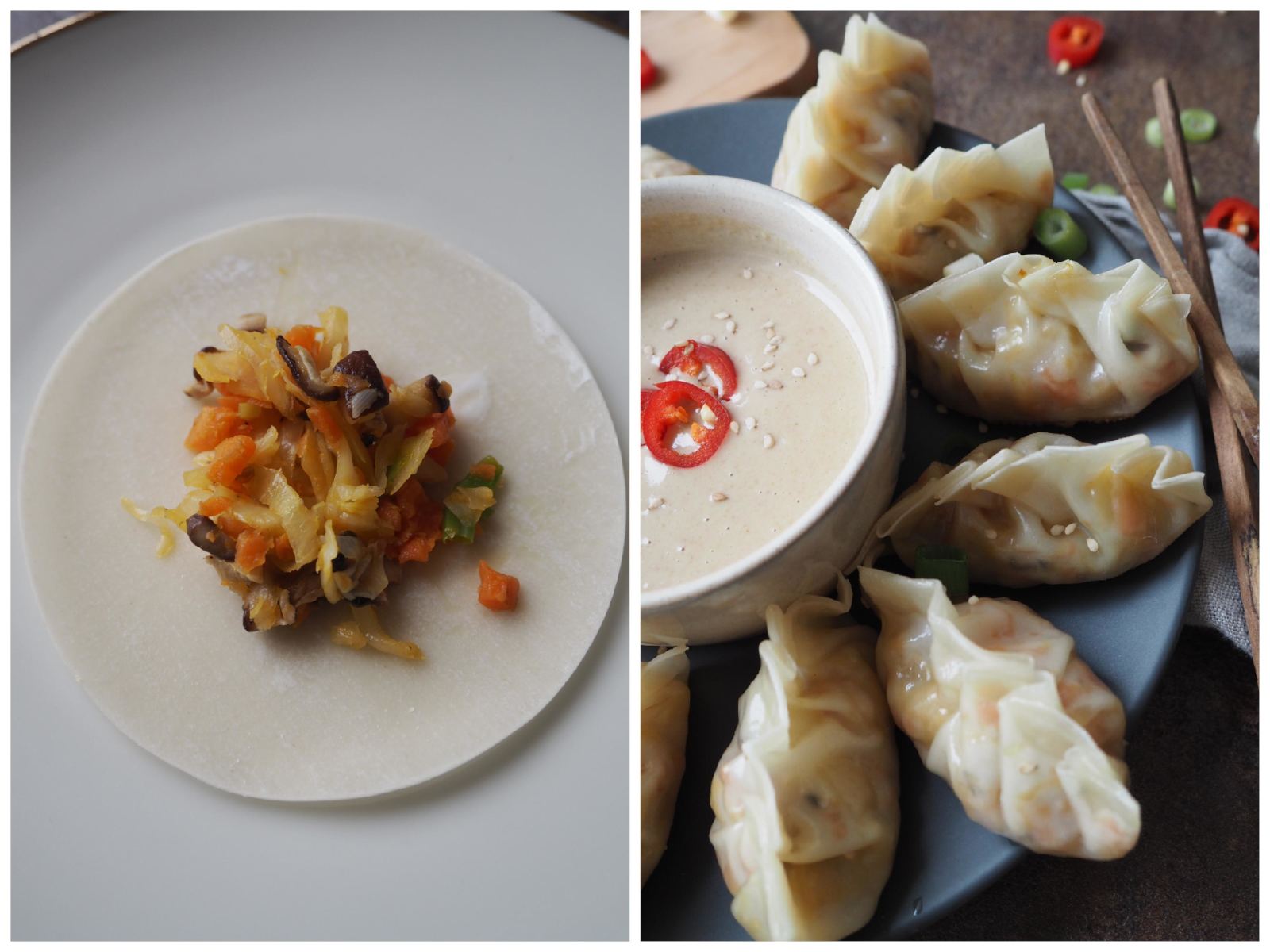 Vegane Dumplings – Gyoza mit Kohl-Shiitake-Füllung Zubereitung